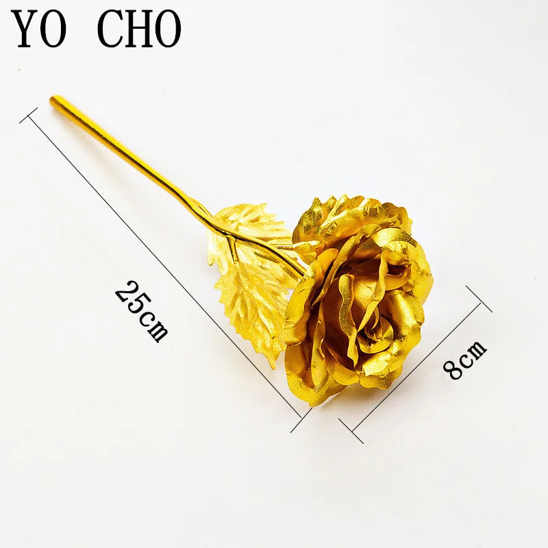 Ewige Galaxie-Rose, 24K Goldfolien-Blume, künstliche Kunststoffrosen, Valentinstagsgeschenk, Schönheit, goldene Blumen für Hochzeitsdekoration