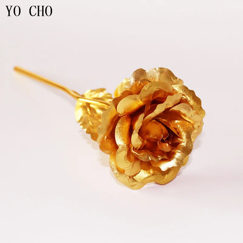 Ewige Galaxie-Rose, 24K Goldfolien-Blume, künstliche Kunststoffrosen, Valentinstagsgeschenk, Schönheit, goldene Blumen für Hochzeitsdekoration