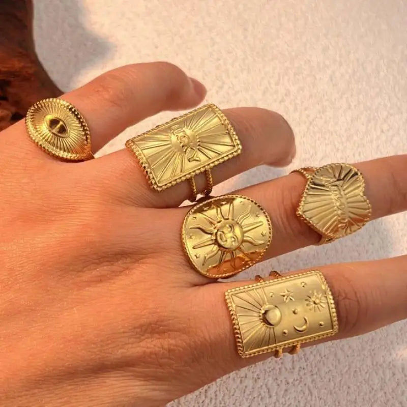 18K Edelstahlringe für Damen und Herren, goldfarben, verblassen nie, luxuriöse klassische Ringe, Eheringe, Partnerringe, Schmuck, kostenloser Versand
