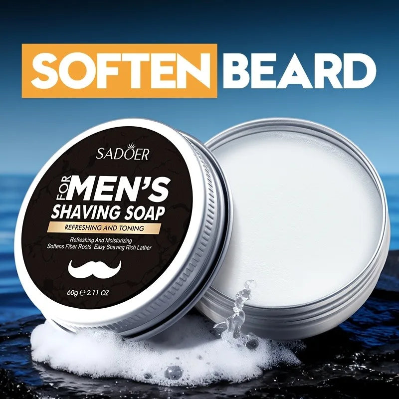 Men's Shaving Soap, Containing Mint Extract and Olive Fruit Oil. The Foam Is Thick and Fine, Making It Easy to Soften the Base of the Beard, Reducing Resistance during Shaving, and Making the Shave Smoother and Sharper.