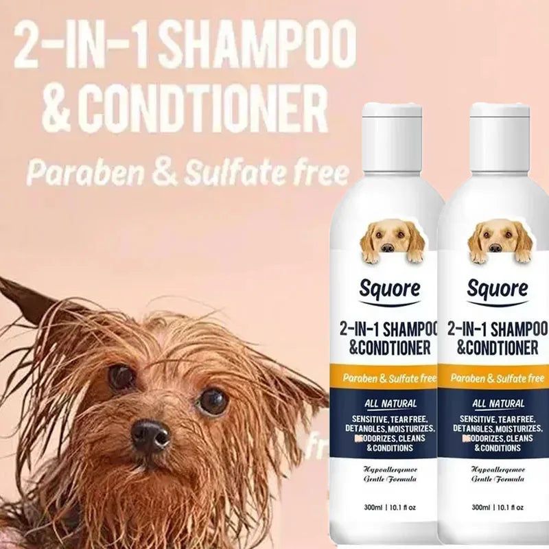 300ml Deodorizing Pet Shampoo Conditioner Natural Moisturizing Formula with PH Balance Dogs Cats Gentle Hypoallergenic Bath Foam
