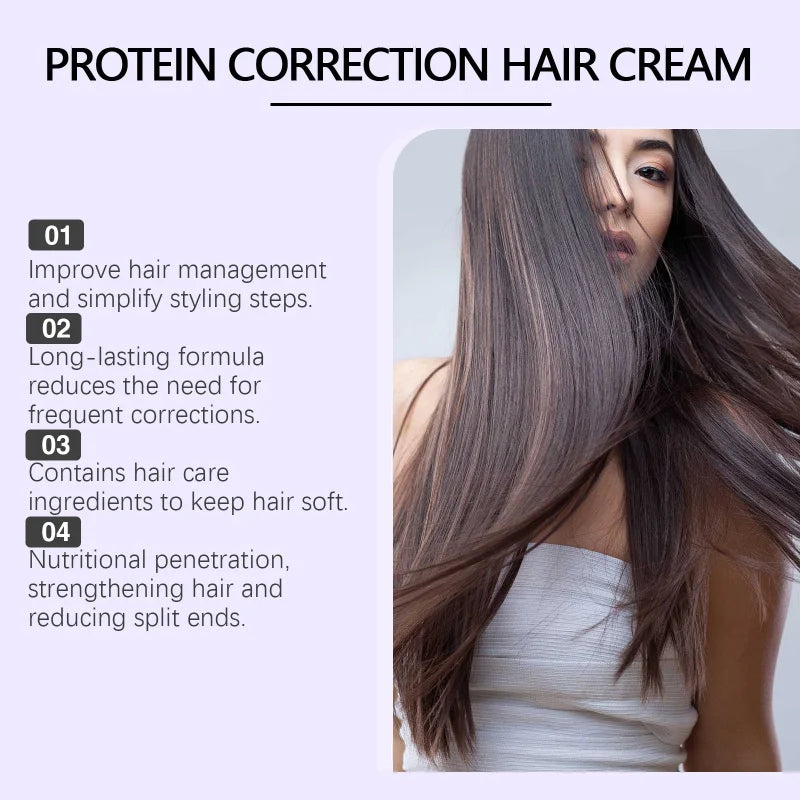 Protein Hair Straightening Cream - Nourishing Formula For Smooth Silky Hair, Reduces Frizz & Improves Manageability