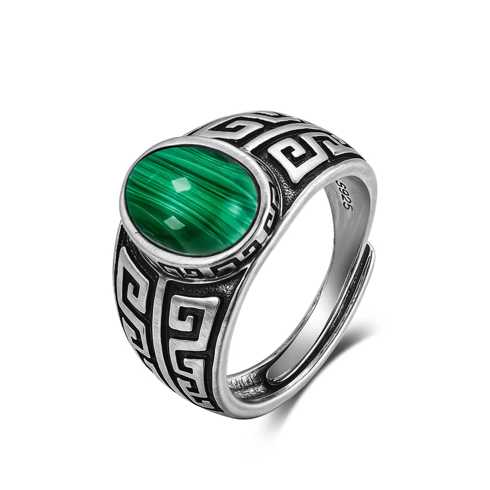 Vintage natürlicher schwarzer Onyx 925er Sterlingsilberring, Retro silberner ovaler schwarzer Ring, Tigerauge Feinschmuck, Tail-Ring für Herren
