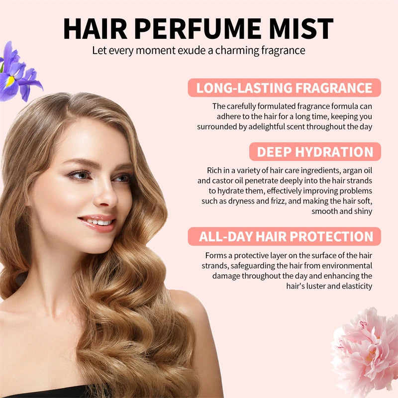 80 ml Haarparfüm, langanhaltender natürlicher Duft, Haarspray-Flüssigkeit mit Pflanzenextrakten, feuchtigkeitsspendende Haarpflege, Haar-Spray für Männer und Frauen
