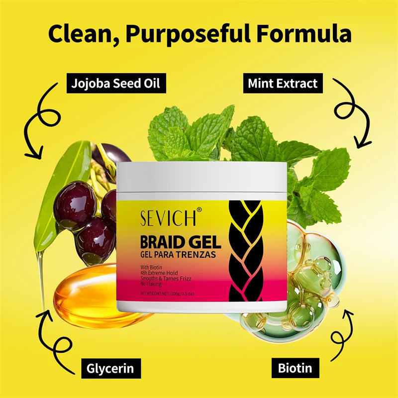 Hair Braiding Gel Hair Styling Wax Long-lasting Braiding Gel for Defined Braids Frizz Edges Hair Control Cream Hold All-day Lock