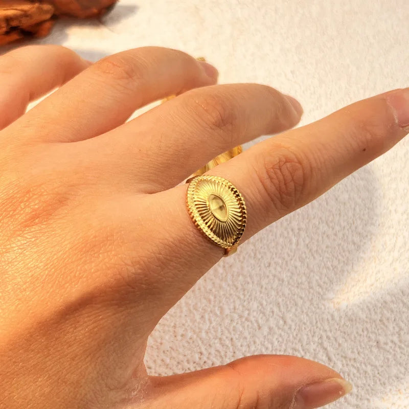 18K Edelstahlringe für Damen und Herren, goldfarben, verblassen nie, luxuriöse klassische Ringe, Eheringe, Partnerringe, Schmuck, kostenloser Versand
