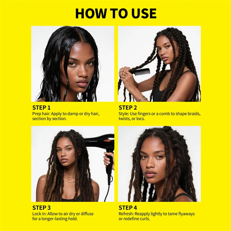 Hair Braiding Gel Hair Styling Wax Long-lasting Braiding Gel for Defined Braids Frizz Edges Hair Control Cream Hold All-day Lock