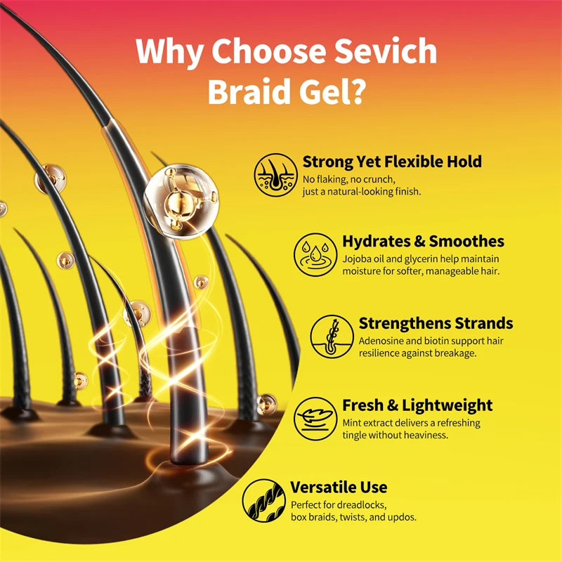 Hair Braiding Gel Hair Styling Wax Long-lasting Braiding Gel for Defined Braids Frizz Edges Hair Control Cream Hold All-day Lock