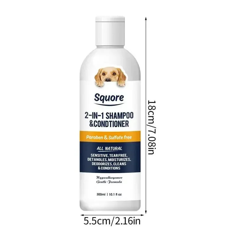 300ml Deodorizing Pet Shampoo Conditioner Natural Moisturizing Formula with PH Balance Dogs Cats Gentle Hypoallergenic Bath Foam