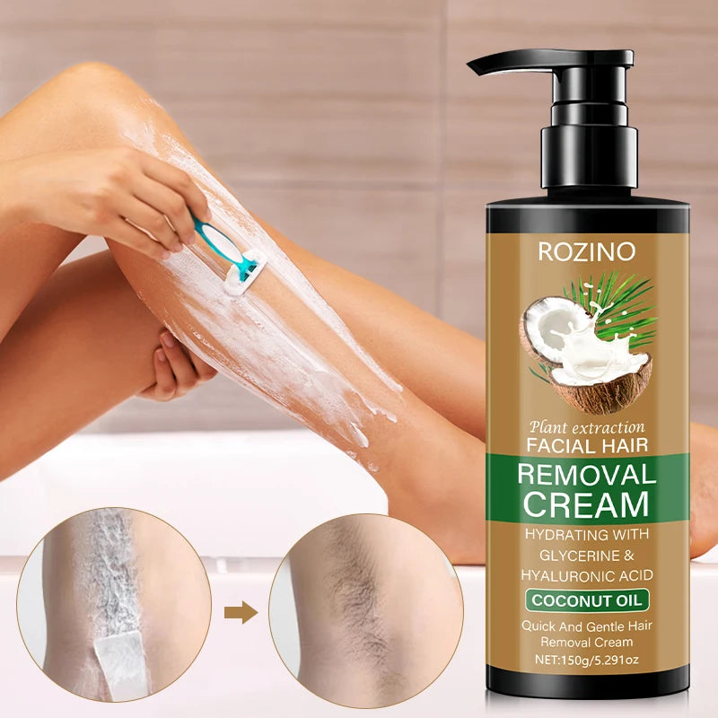 150g Large Capacity Coconut-Scented Hair Removal Cream, Single-Use, Effective for 3 Months, Instant Hair Removal, Non-Irritating, Light Beige, Smooth and Residue-Free, Semi-Permanent, Suitable for Hair Removal on the Face, Li