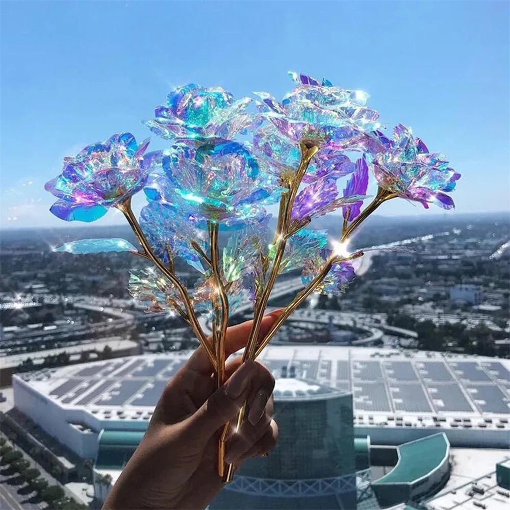18 cm 24k vergoldete Rosenblüte Valentinstagsgeschenk künstliche Rosen Folienrosen Party Hochzeitsdekoration Festtagsgeschenk