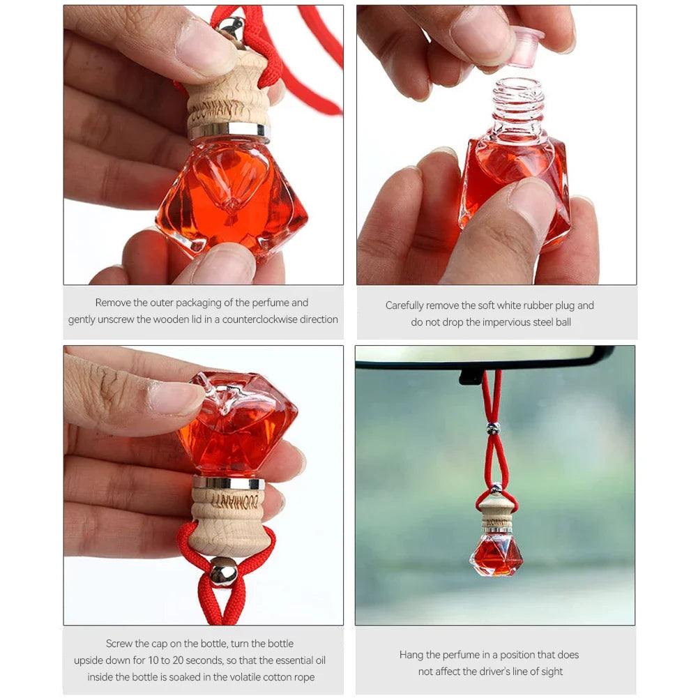 7ml Car Hanging Bottles Perfume Aromatherapy Refillable Air Freshener Diffuser Oil Fragrance Bottle Vehicle Auto Sapper Pendant