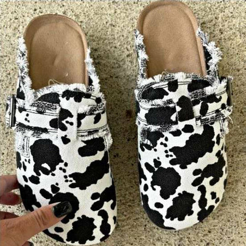 Damen Canvas Loafer mit flachem Absatz und runder Spitze im Vintage-Look (Clogs)