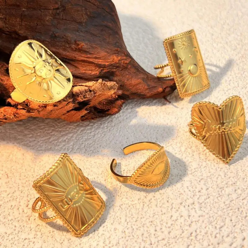 18K Edelstahlringe für Damen und Herren, goldfarben, verblassen nie, luxuriöse klassische Ringe, Eheringe, Partnerringe, Schmuck, kostenloser Versand
