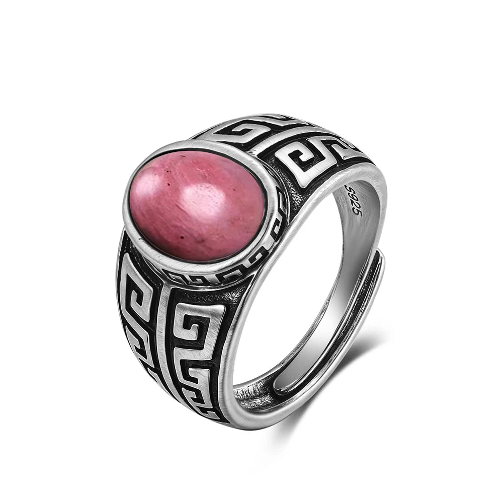 Vintage natürlicher schwarzer Onyx 925er Sterlingsilberring, Retro silberner ovaler schwarzer Ring, Tigerauge Feinschmuck, Tail-Ring für Herren