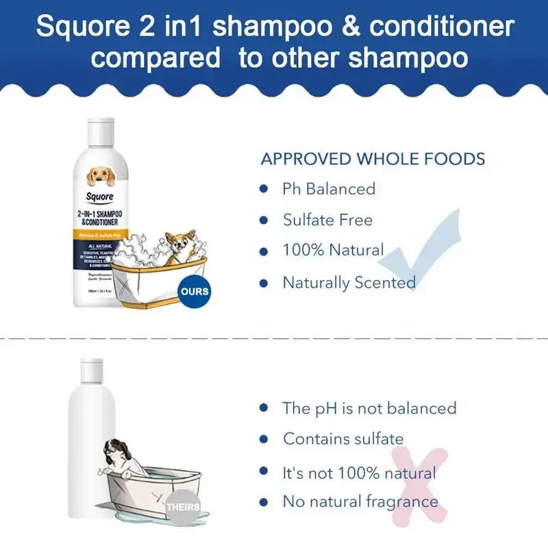 300ml Deodorizing Pet Shampoo Conditioner Natural Moisturizing Formula with PH Balance Dogs Cats Gentle Hypoallergenic Bath Foam