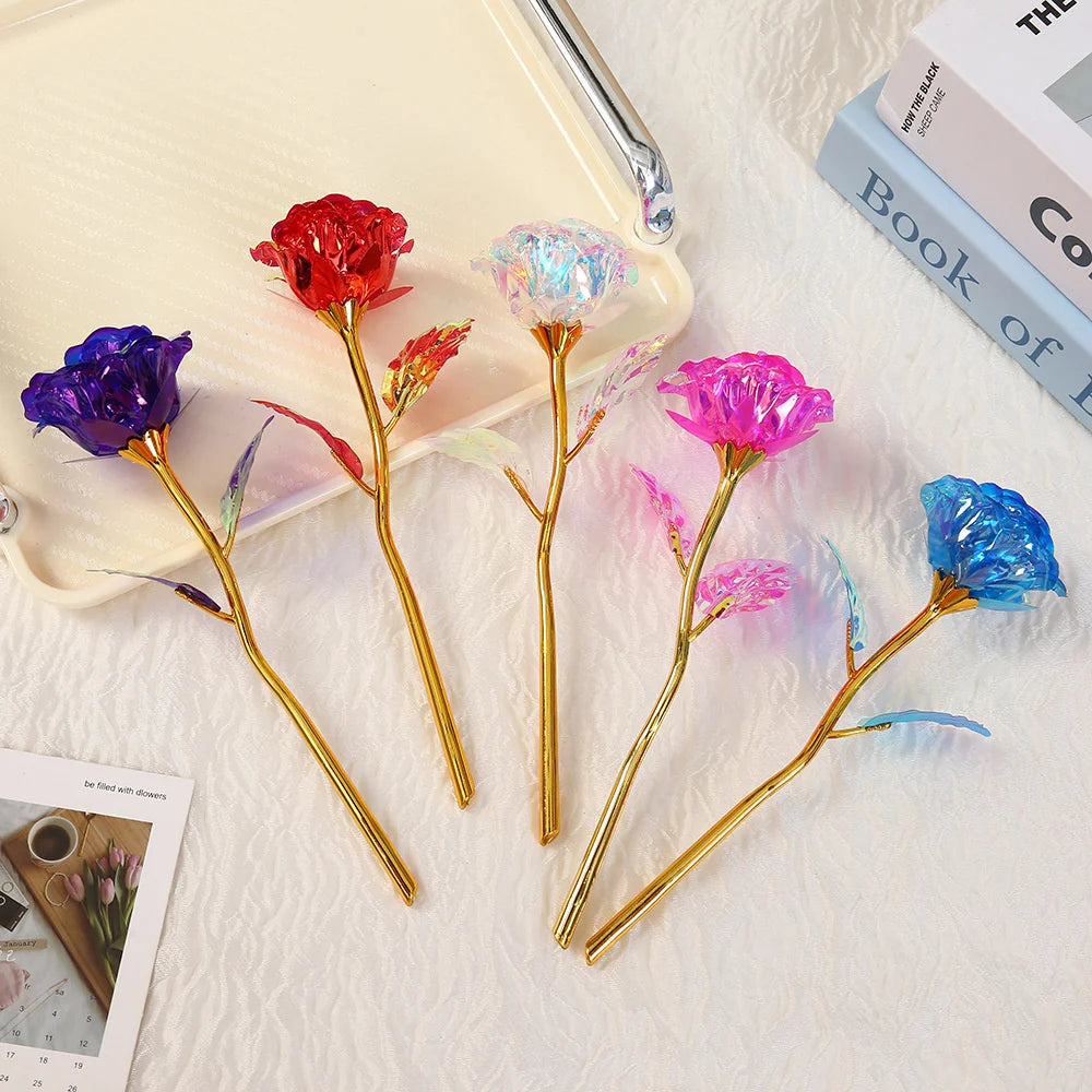 18 cm 24k vergoldete Rosenblüte Valentinstagsgeschenk künstliche Rosen Folienrosen Party Hochzeitsdekoration Festtagsgeschenk