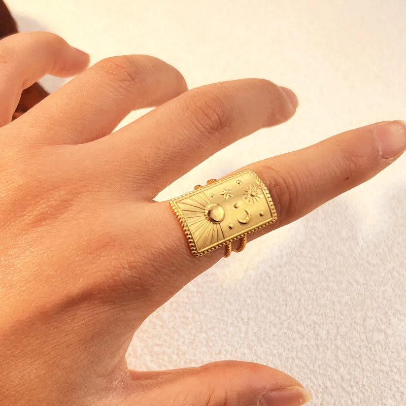 18K Edelstahlringe für Damen und Herren, goldfarben, verblassen nie, luxuriöse klassische Ringe, Eheringe, Partnerringe, Schmuck, kostenloser Versand