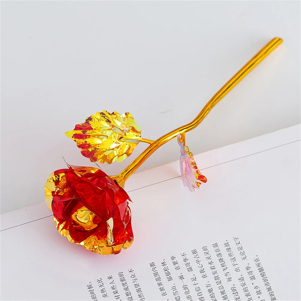18 cm 24k vergoldete Rosenblüte Valentinstagsgeschenk künstliche Rosen Folienrosen Party Hochzeitsdekoration Festtagsgeschenk