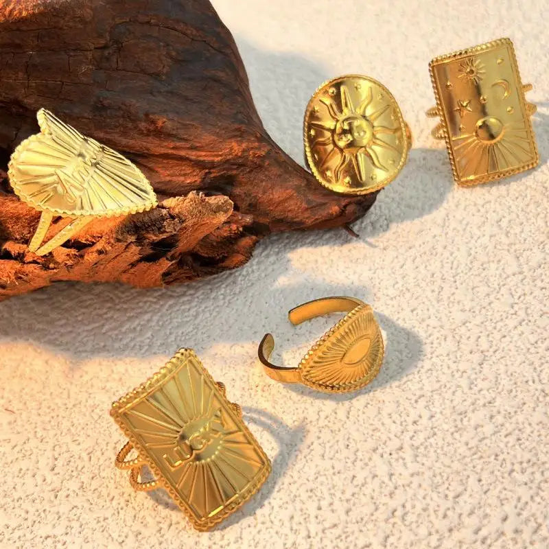 18K Edelstahlringe für Damen und Herren, goldfarben, verblassen nie, luxuriöse klassische Ringe, Eheringe, Partnerringe, Schmuck, kostenloser Versand