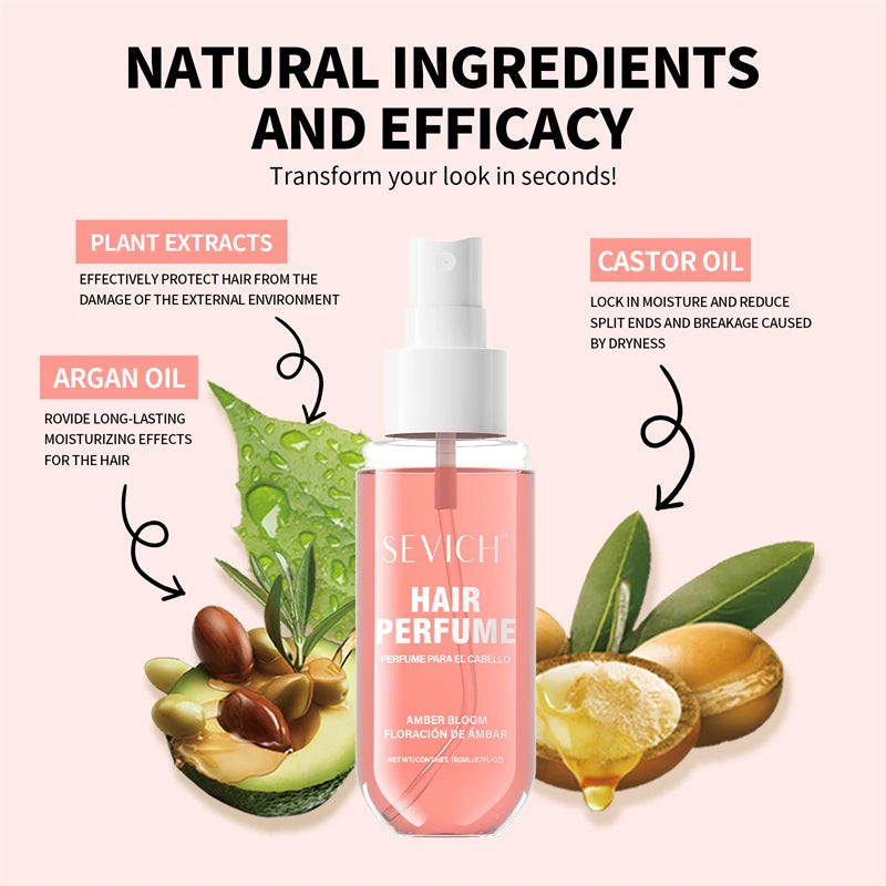 80 ml Haarparfüm, langanhaltender natürlicher Duft, Haarspray-Flüssigkeit mit Pflanzenextrakten, feuchtigkeitsspendende Haarpflege, Haar-Spray für Männer und Frauen